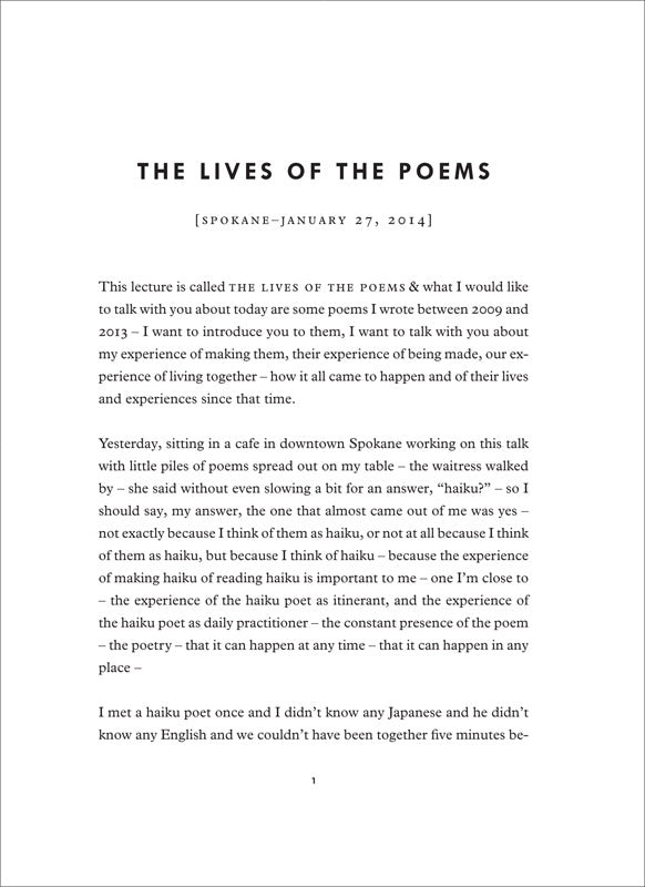 The Lives of the Poems and Three Talks